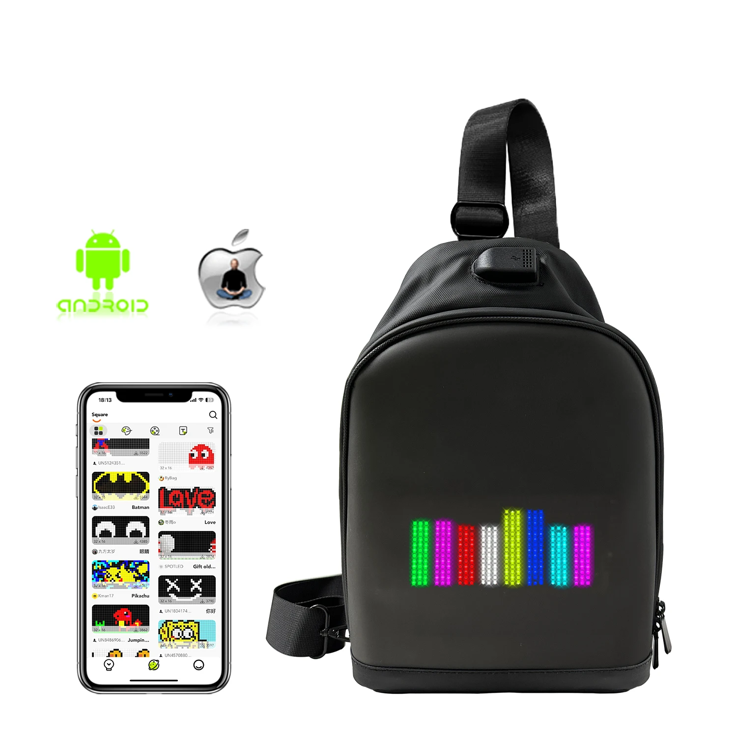 Publicidad LED Mochila Pixs Pantalla LED Bolso de hombro en el