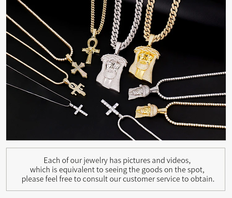 High quality hip hop men jewelry custom 925 silver jesus cross ice out chain necklace vvs mossanite moissanite diamond pendant