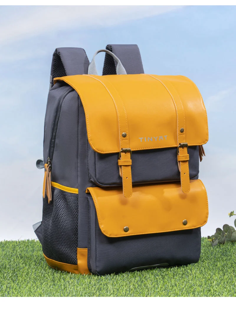 TINYAT Nieuwe Rugzak Informele Mode Studenten Schooltas Computerrugzak Rugzak met Grote Capaciteit voor Reizen grijs