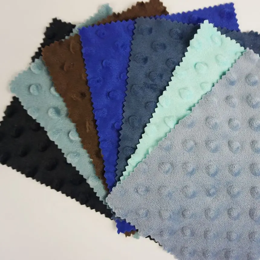 Wholesale Custom Color Design Super Soft Polyester Soft Velboa Fabric Dot Minky Fabric for Blanket