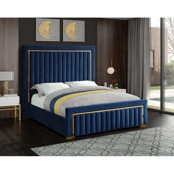 Customized high quality king double size upholstered bed designs for home