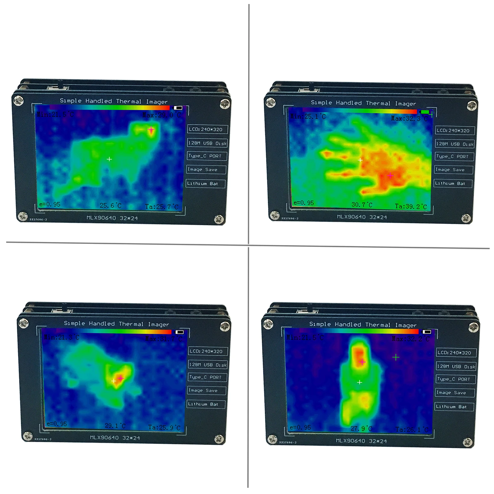 Compact 320x240 Thermal Imager Camera Handheld Infrared Imaging Device with LCD & USB-C Rechargeable Battery CCD Sensor