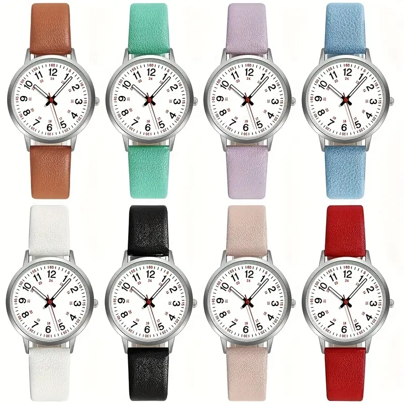 Casual Round Pointer Quartz Watch - Luminous Fashion PU Leather display picture 1