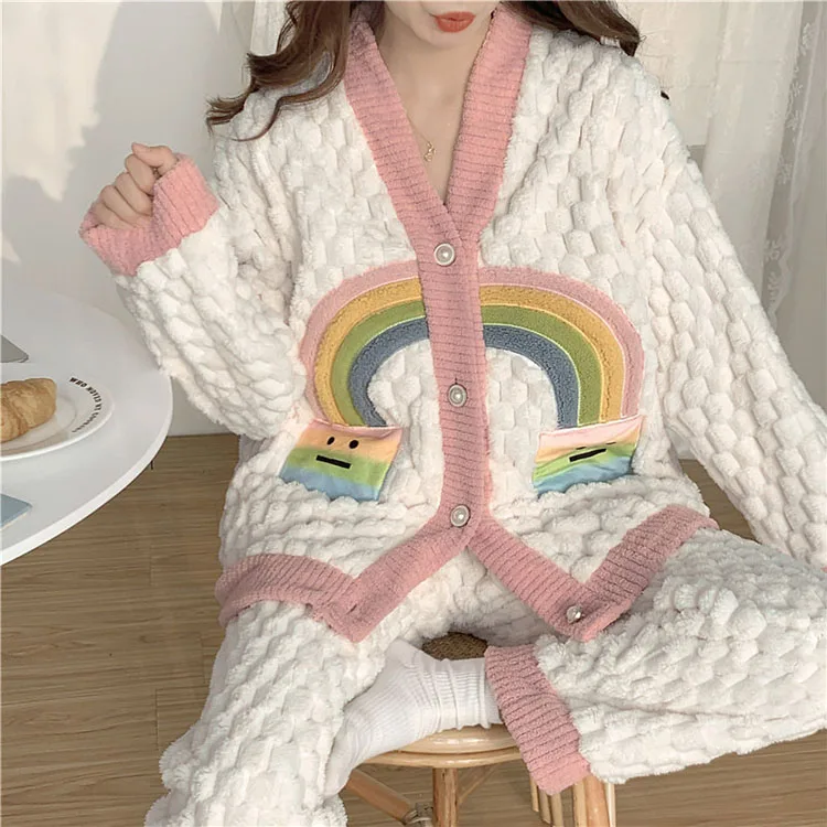 winter women thermal pajama velvet nightwear