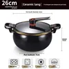 Olla sopera de micro-presión de 7 litros, color negro con borde dorado.