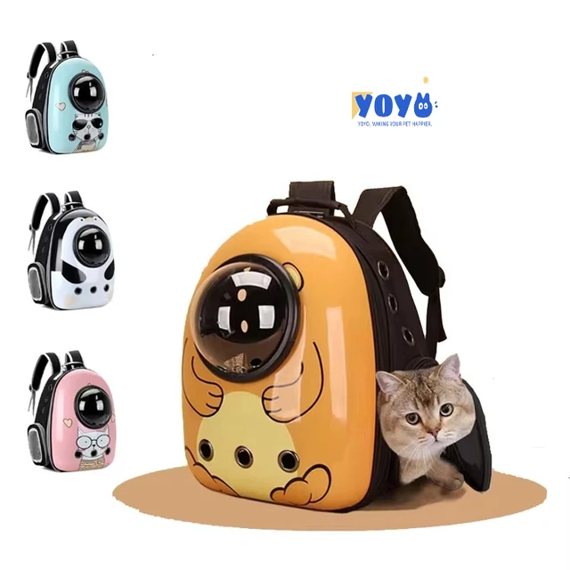 Yoyo Unique Cat Backpack ABS Pet Carrier Space Capsule Bubble Transparent Design Zipper Closure Print Pattern for Cats Puppies