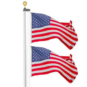 Heavy Duty 30 FT 9.1 m Sectional Flagpole with Custom Outdoor Stand and Aluminum Base for All Countries