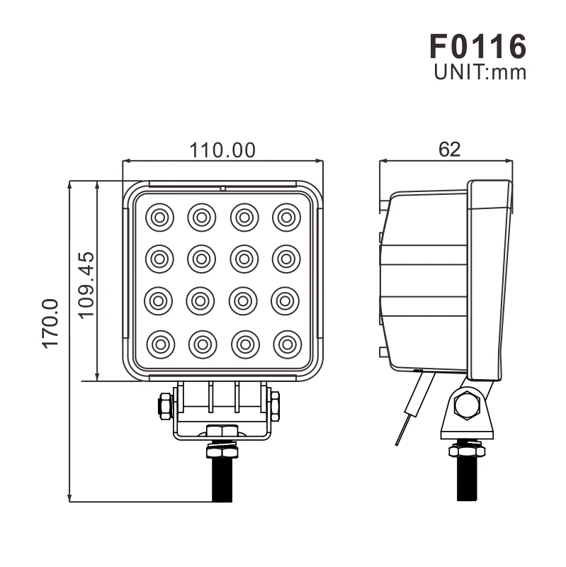 Tuff Plus High Power 12V Led Car Light Emark square 48W Led Driving Working Lamp  Led Work Light