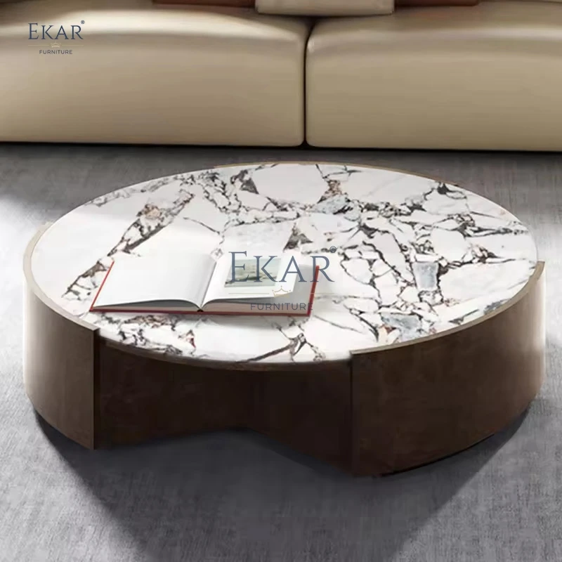 product modern round coffee table with marble top and metal base for living room-60