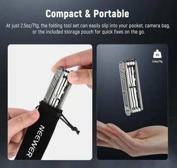 NEEWER 8 in 1 Folding Screwdrivers Tool Set 3 Screwdrivers 5 Hex Keys 7 Threads for Screw Storage Pocket Tool product image