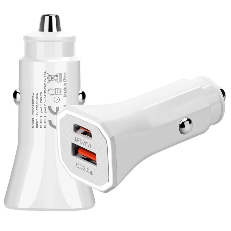 Hot Selling Pd 20w Qc 3.0 Typec Fast Mobile Phone Usb Car Charger For Iphone 14 13 Pro Max