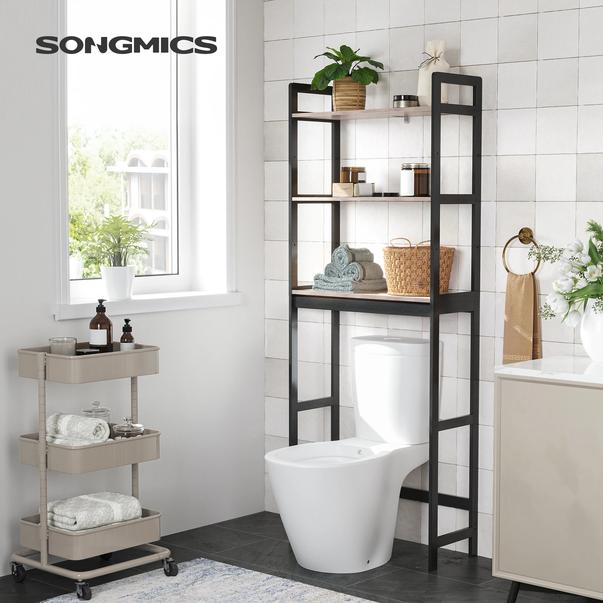 SONGMICS Grohandel Hochwertiger Multifunktions-Bambus ber Toiletten regal  Lager regal Badezimmer Organizer Rack Regal