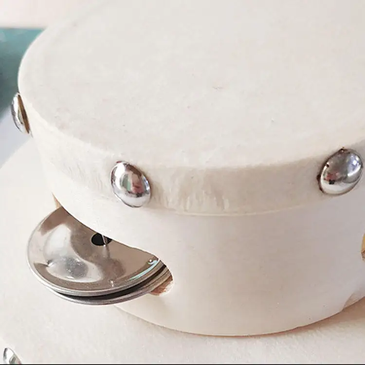 Gendang Mainan Instrumen Musik Grosir Custom 8 Inci Gendang Tangan Gendang Kayu Gendang Pernikahan untuk Anak Usia Pra Sekolah Alat Perkusi