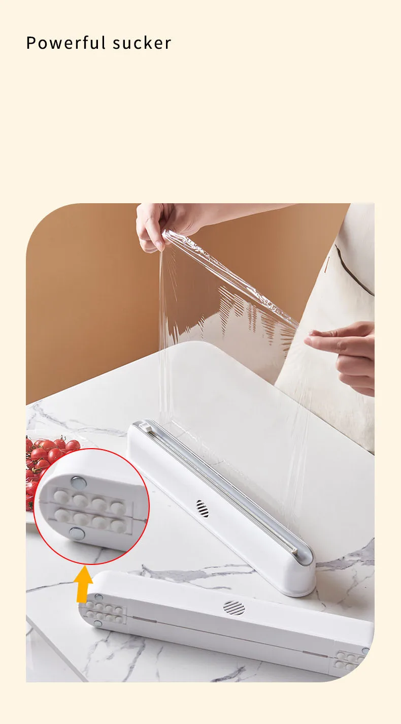 Plastic Wrap Dispenser Kitchen Cling Food Wrap Cutter Dispenser Preservative Film Cutter Home Storage Holder Kitchen Accessories