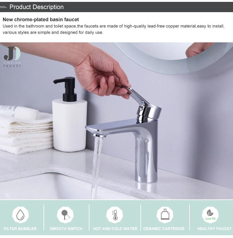 Venta caliente monomando grifo mezclador de lavabo de agua fría y caliente para lavabo de baño