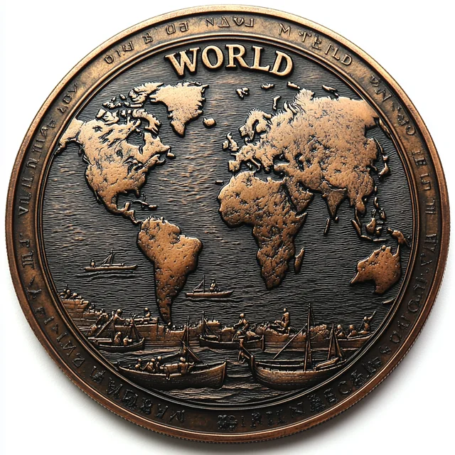 World Map Commemorative Coins Silver Brass Copper Zinc Alloy Gold-Plated Silver-Plated Bronze Materials