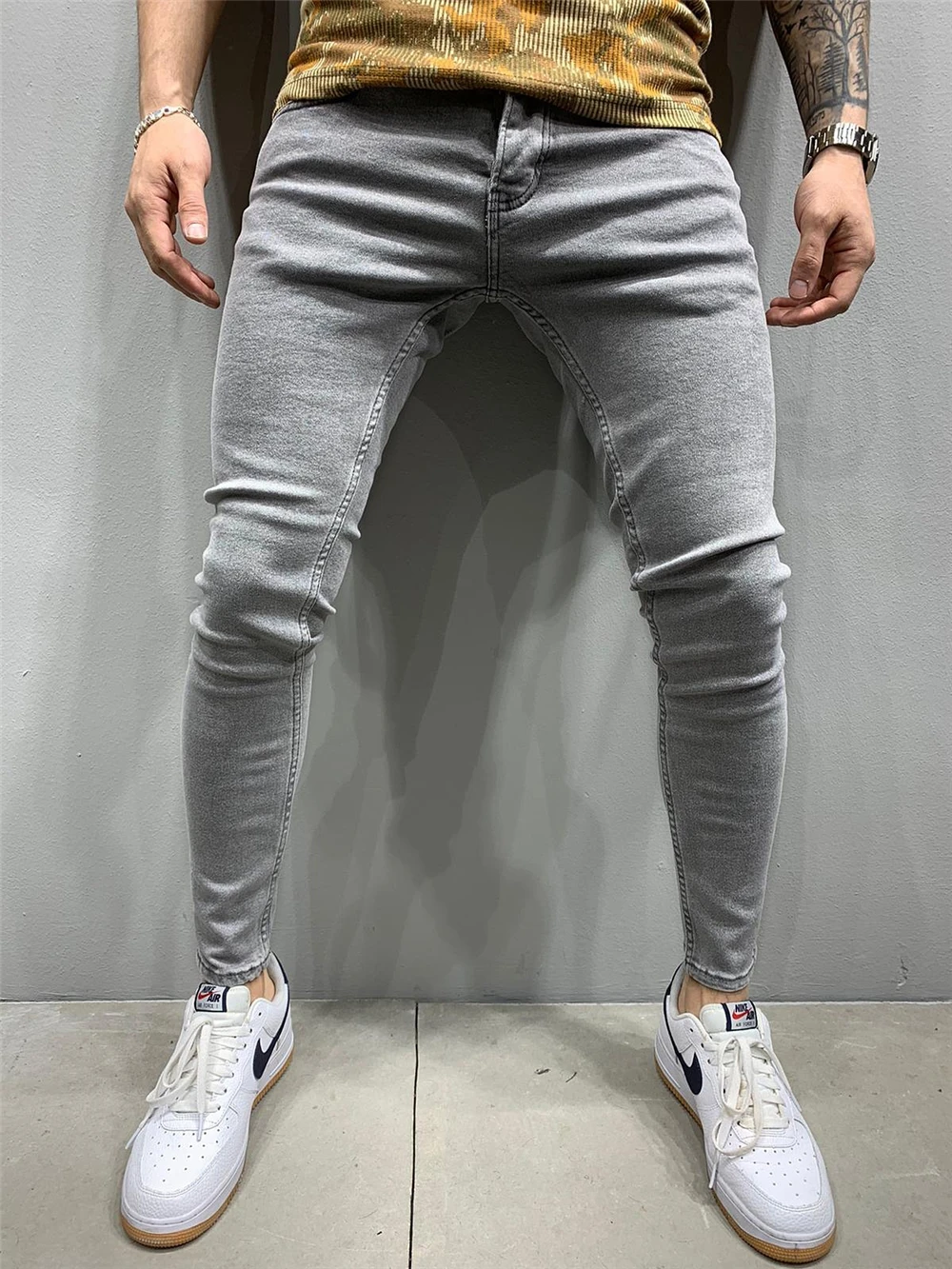 джинсы простого дизайна, мужские однотонные брюки, узкие эластичные черные  серые брюки, эластичные тонкие мужские джинсы по низкой цене