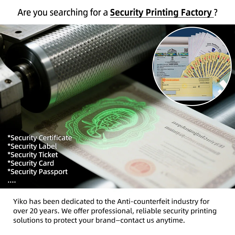Design National Security Watermark Paper Printing Ticket Print Film Laminate Ballot Paper Card Making with Self-adhesive