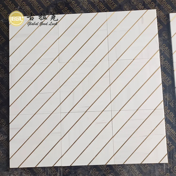 Modern Design Brass Mix Nature Withe Marble Mosaic Floor Tiles 12*12''