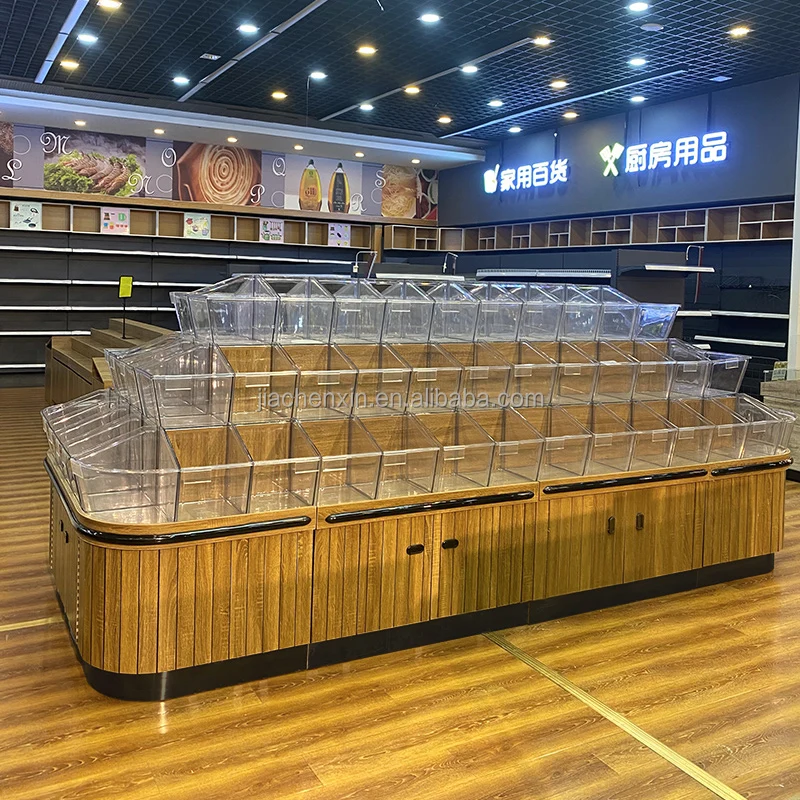 Display Rack For Chicken Rice Manufacturers Customized Supermarket Wooden Display Racks Rice Double ...