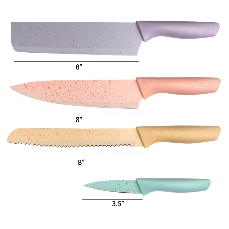 YIPFUNG Colorful Knife Set for 6 Pieces, High Carbon Steel Kitchen Knife  Set, Environmental Wheat Straw Material Handle, Sharp All-purpose