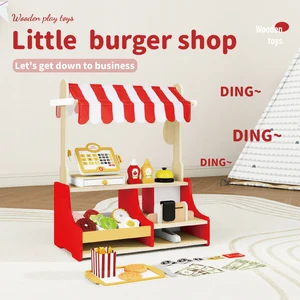 2026 Hot Selling Kitchen Food Toys Wooden Children's Burger Store Set for Kids for Role Play Imagination