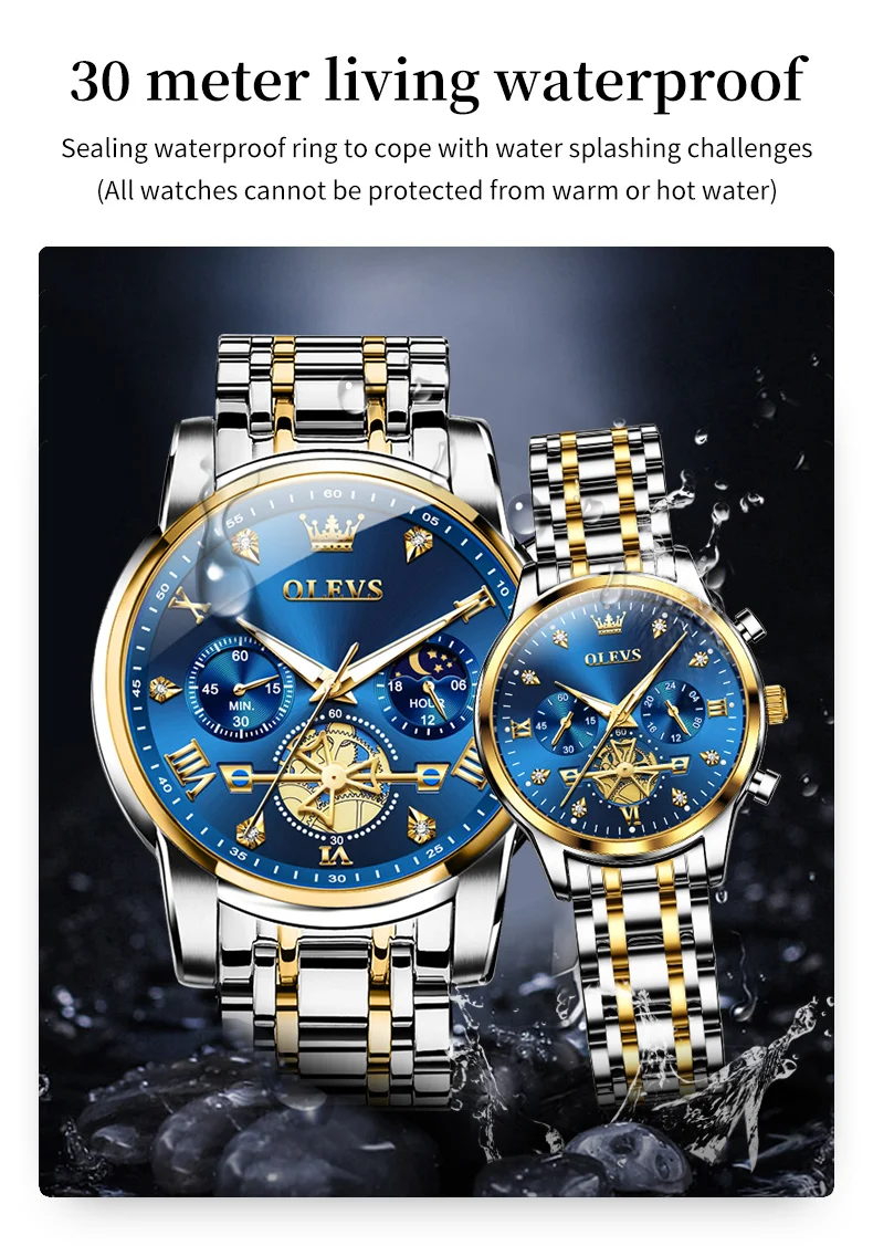OLEVS 2897 Lover Quartz Rejoles Quartz Watches Smartwatches Waterproof Custom Design Couple China Stainless Steel Couple Watch