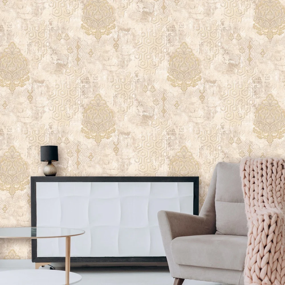 Classic European Retro 3d Three-dimensional Antique  European Flower Dark Background Damask Wallpaper