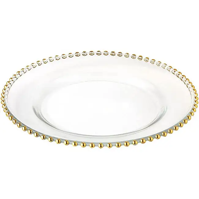 Rim Table Decor Dinner Round Charger Plates Plate Dish Carton Box Navy Gold Sky Glass Europe Customized Size for Party Wedding