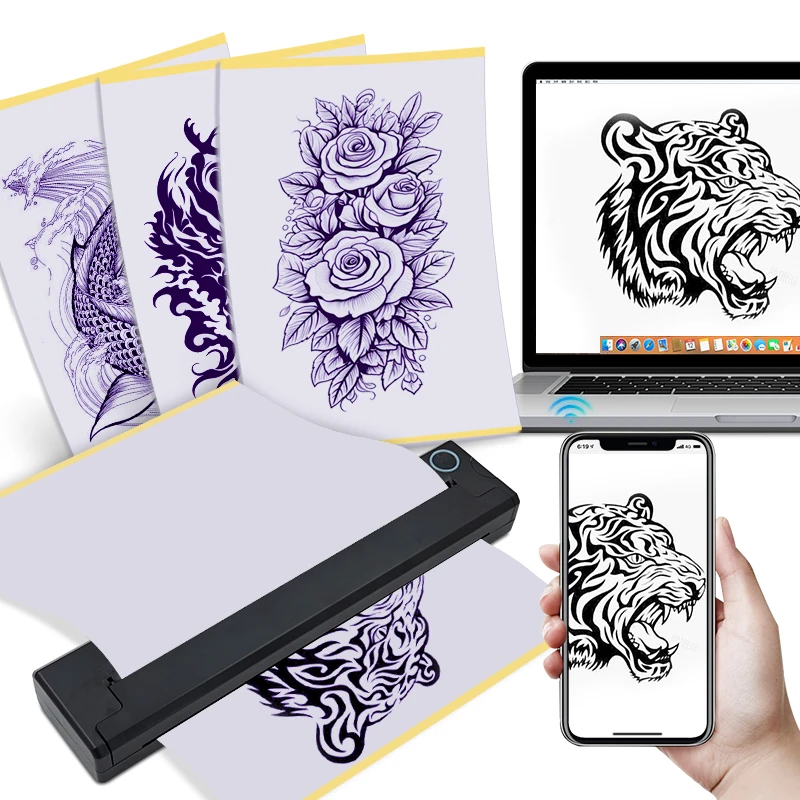 HZTZ A4XE Portable Wireless A4 Thermal Printer for Tattoo Stencil
