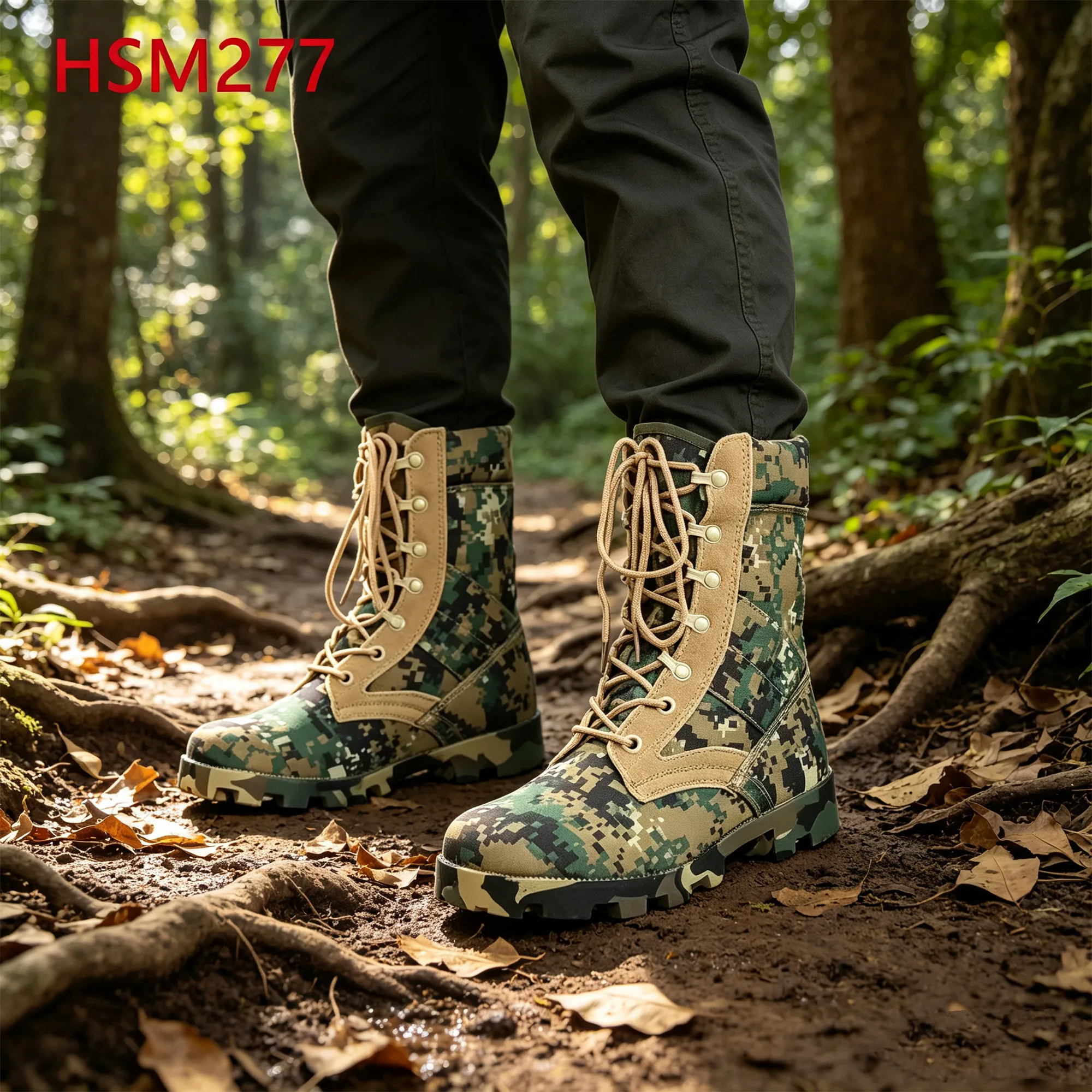 ZYF,forest Hiking Easy Hidden Green Camouflage Jungle Boots Hard&strong Rubber Outsole 8 Inch Hua Singh Hunting Boots HSM277