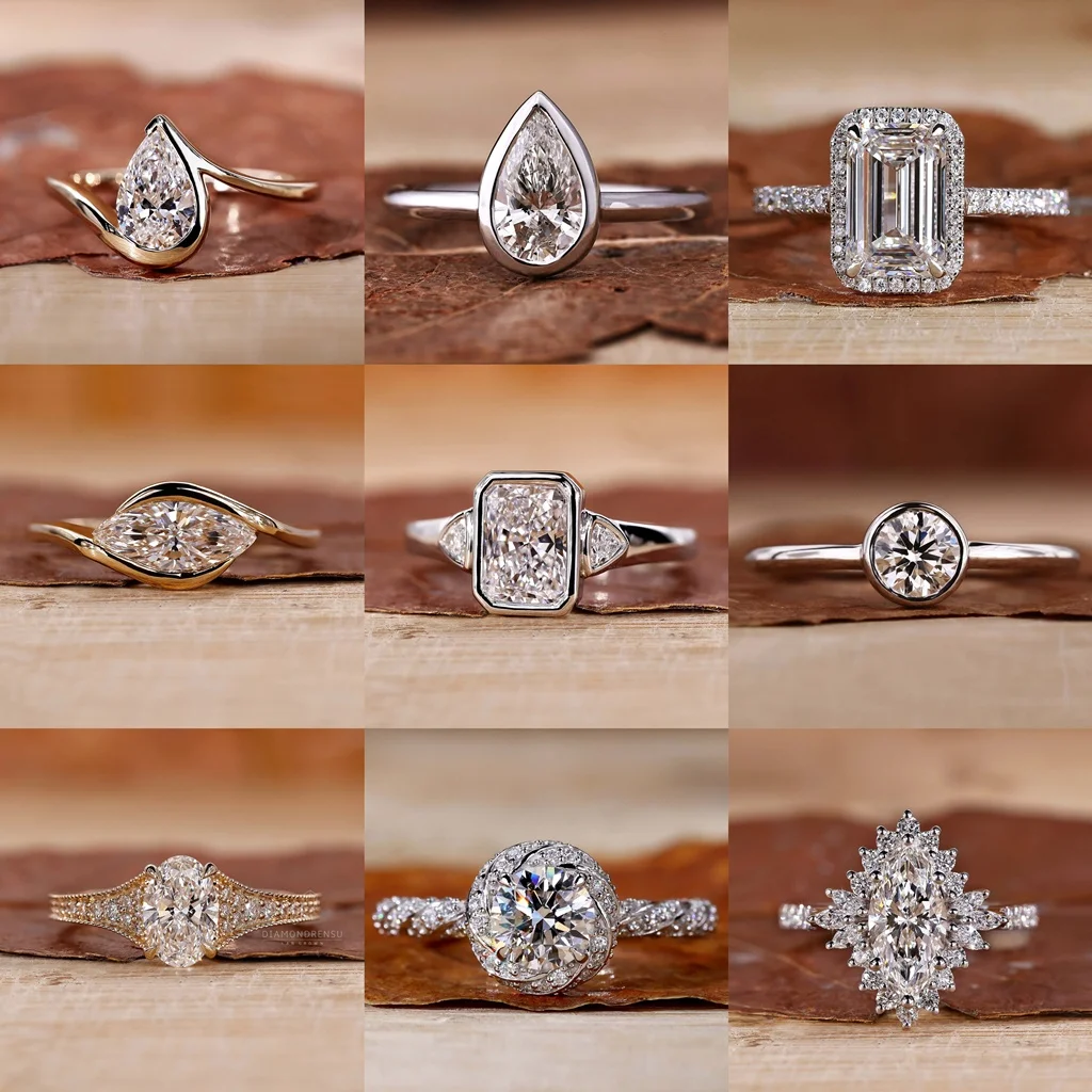 Oval Lab Grown Diamond Ring Gold Plated 925 Silver Engagement_voghion.com