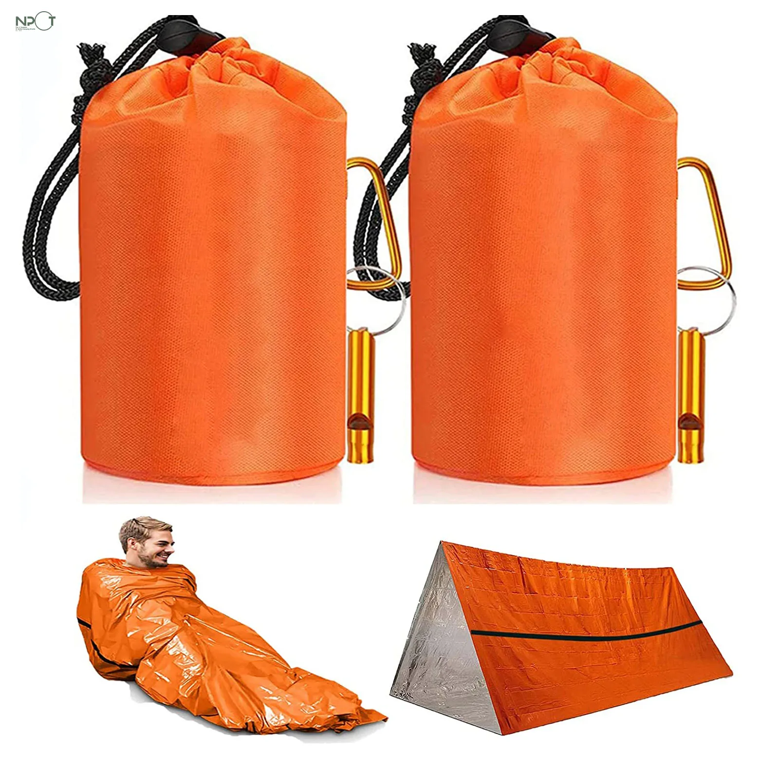Emergency Blanket Sleeping Bag Lightweight Survival Sleeping Bags With Whistle Bivvy Sack