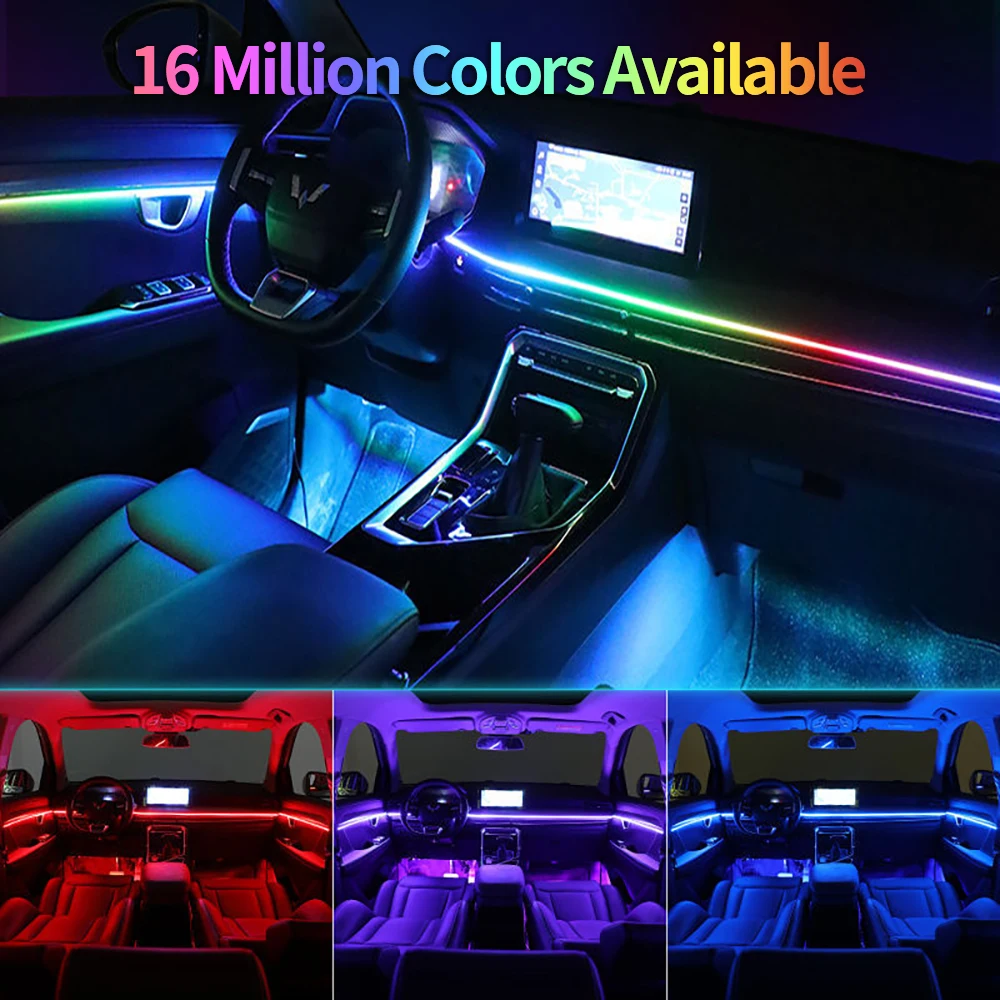 product rgb smart strip lights for car interior ambient led with app  remote control multicolor decorative lighting kit for vehicles-5