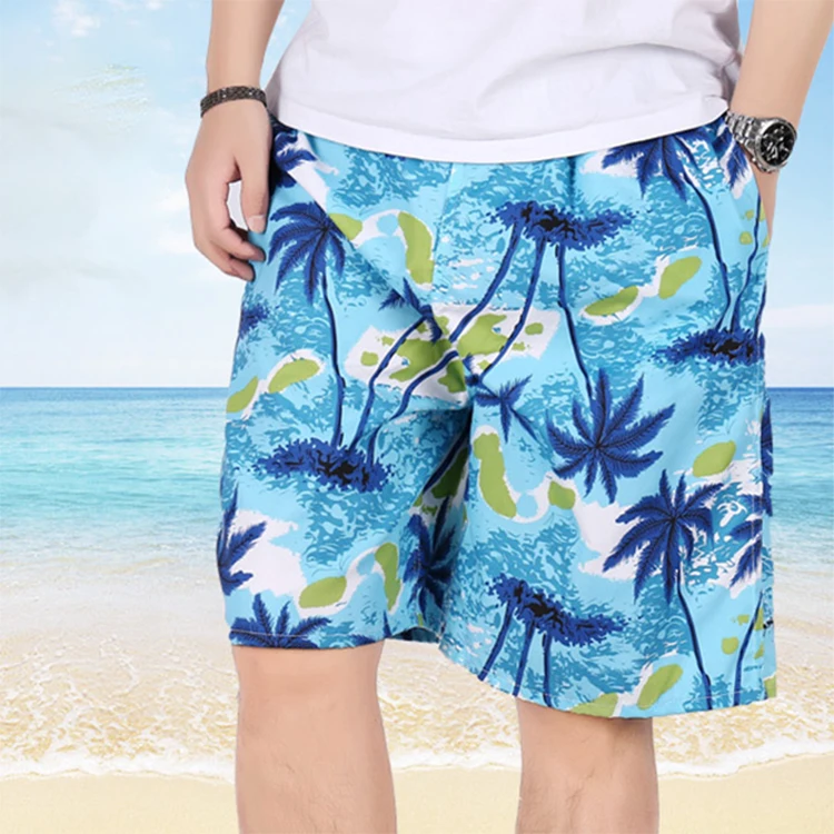 Mens Beach Pants Casual Beach Floral Shorts Straight Cotton Linen Berm|  Lusy Store LLC