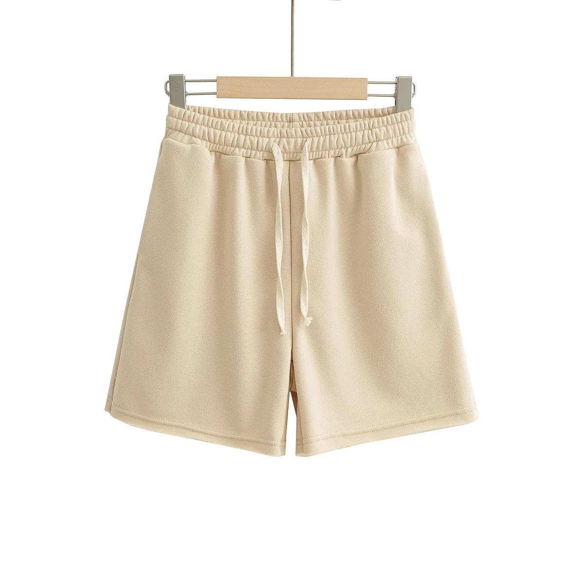 4 Colorway Drawstring Waist Solid Color Casual Fashion Polyester Cotton Mix Shorts for Women