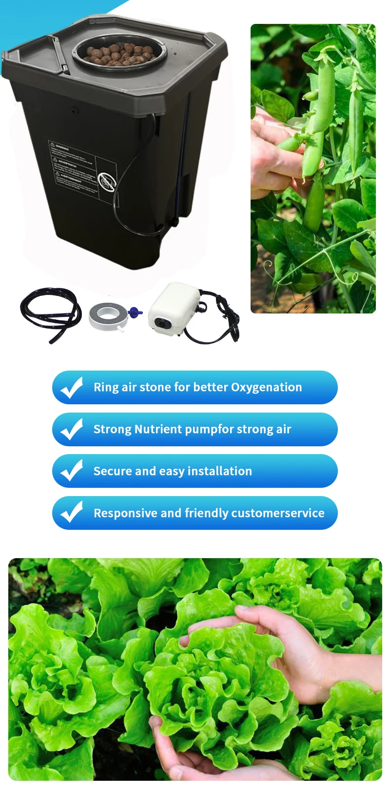 6 Gallon Square Pot Dwc Hydroponic System Single Clone Bucket