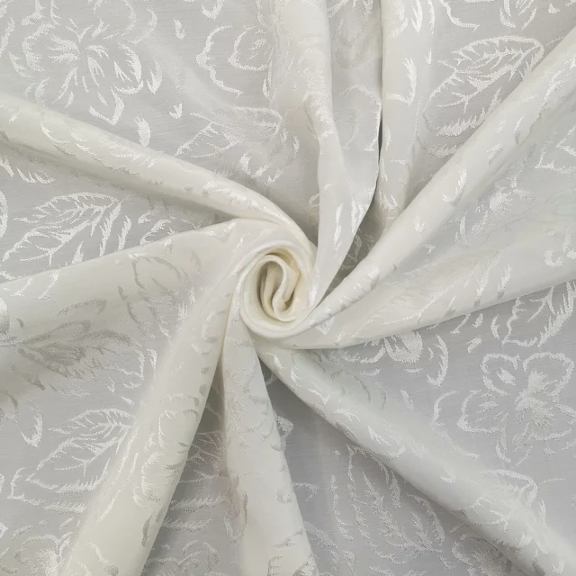 Spring  rayon cotton leaf flower jacquard fabric for women's dress cheongsam  curtain SS20236
