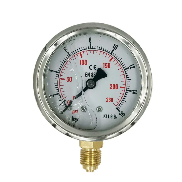 Gas Regulator Liquid Filled Gauge 16bar 230psi Range 2.5 inch Stainless Steel LPG Pressure Gauges