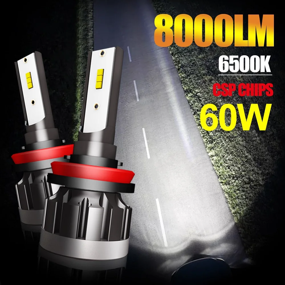 Best LED Headlights1806 CSP Chip 6500K 8000LM H1 H7 9005 9006 H11 Led Headlight Bulb 100w Custom Headlights for Cars