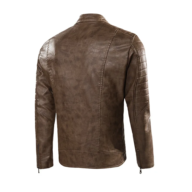 Men Black Motorcycle Multi-Zip Fashion Men's Leather Jacket_voghion.com