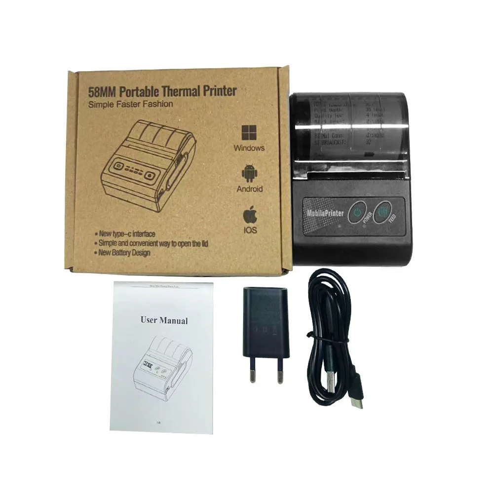 Customized 58mm Mini Thermal Receipt Printer Portable Mini Smart Mobile Inkless Thermal Mini Printer