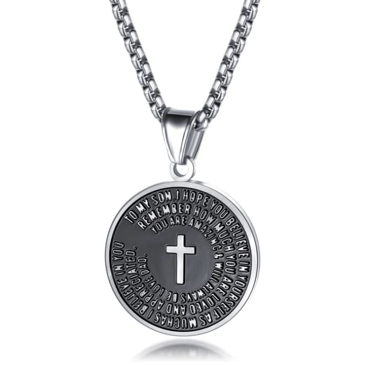 To My Son Cross Holy Ghost Necklace Inspirational Gift