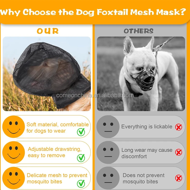 Wholesale Full Face Dog Mask Summer Outdoor Pet Hood with Foxtail Protection Net for Hiking Field Insect Thorns Prevent Dog Gear