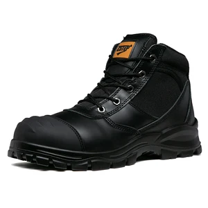 Black Nubuck Leather Safety Boots Anti-Resistant with Steel Toe Workers Four Season