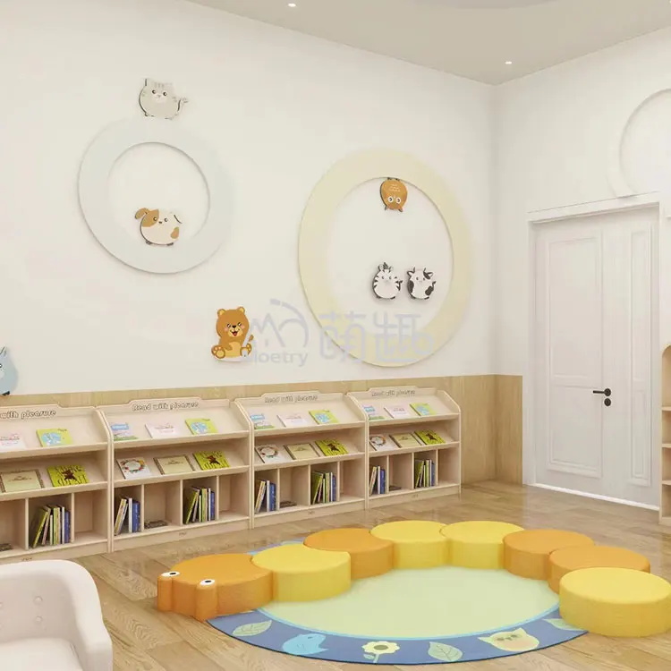 Moetry Modern Design Children's Library Solid Wood Bookshelves Reading ...