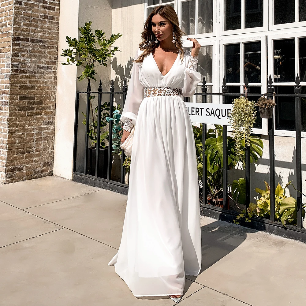 long white loose dress