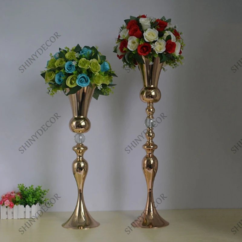 Shj012 Gold Iron Flower Stand Popular Wedding Party Events Table