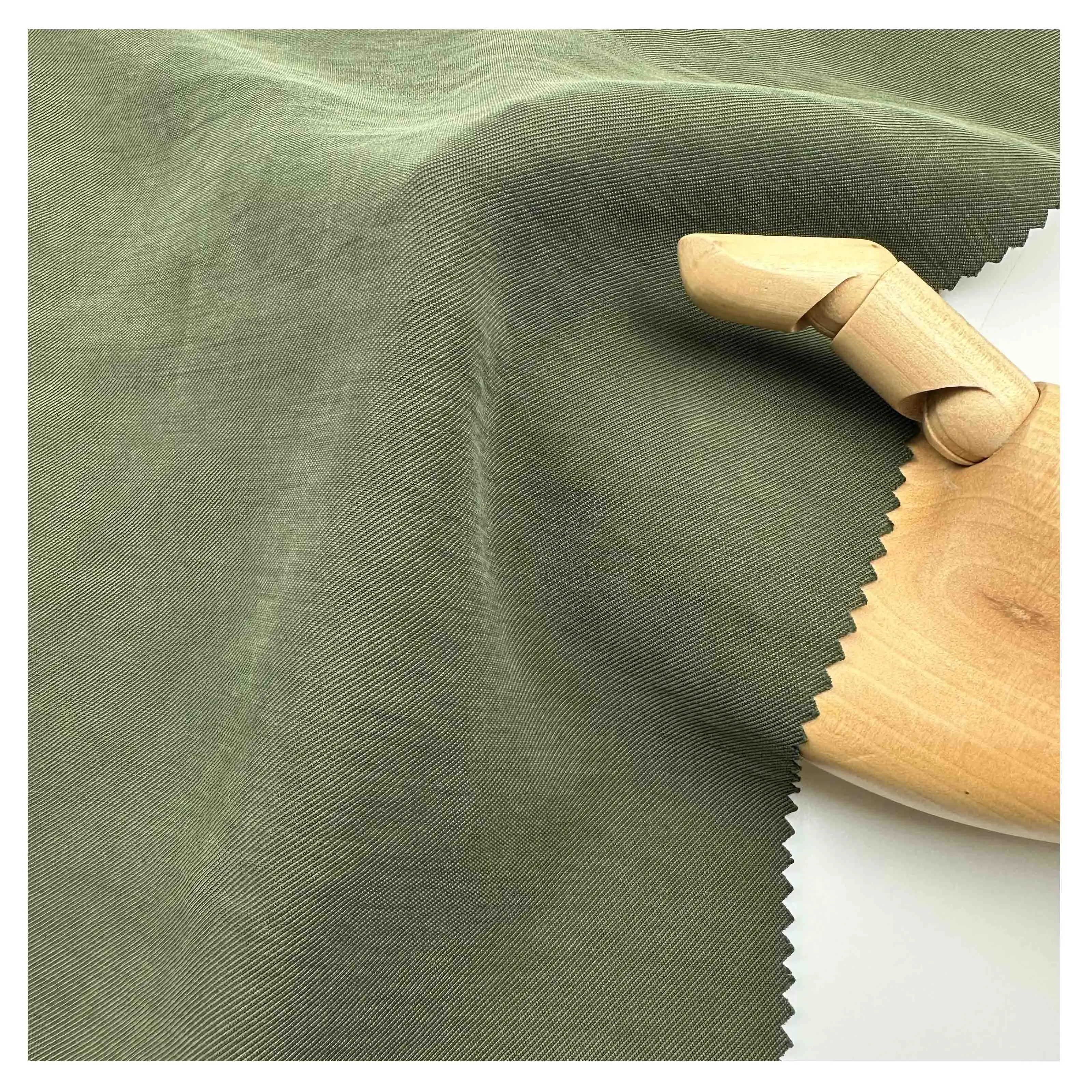 Горячая распродажа 185gsm устойчивая однотонная окрашенная 55% Тенсел 45% шелковая ткань для футболки