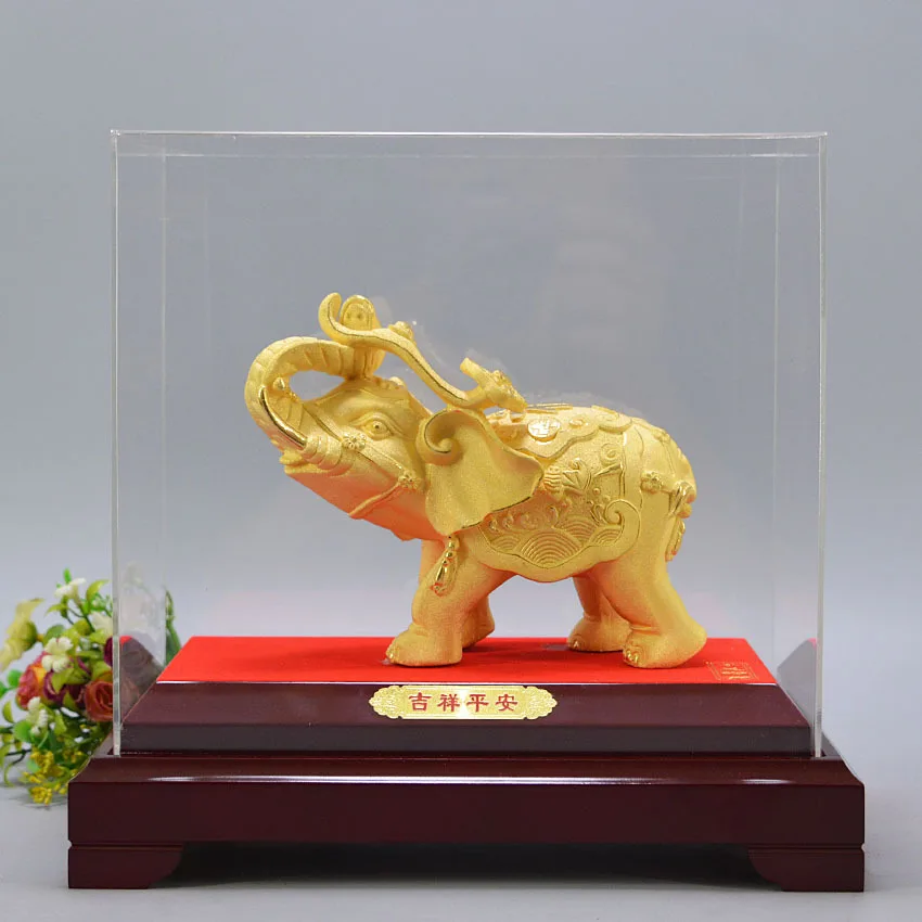 Оптовая Продажа с фабрики 1 шт. доставка бизнес-предприятие фэн-шуй офисная модель 24k золотой слон
